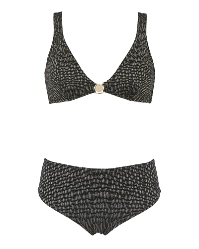 EMPORIO ARMANI Damen Triangle Bikini-Set, Schwarz Lrx strukturiert, XL von EMPORIO ARMANI