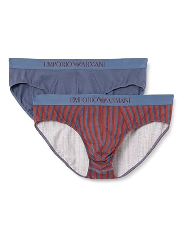 EMPORIO ARMANI Herren 2-Pack Brief Slip, Vert.Stripes/Vintage, XXL von EMPORIO ARMANI