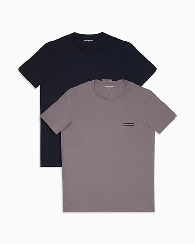 EMPORIO ARMANI Herren 2-Pack Crew Neck T-Shirt, Armani Blu/Shark, L von EMPORIO ARMANI