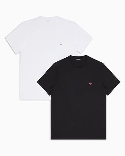 EMPORIO ARMANI Herren 2-Pack Crew Neck T-Shirt, schwarz/weiß, Medium von EMPORIO ARMANI