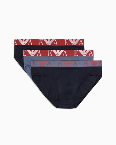 EMPORIO ARMANI Herren 3-Pack Brief Boxershorts, Armani BLU/VIN Indi, M von EMPORIO ARMANI