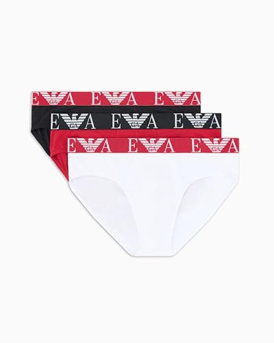 EMPORIO ARMANI Herren 3-Pack Brief Boxershorts, WHT/Scooter/BLK, XXL von EMPORIO ARMANI