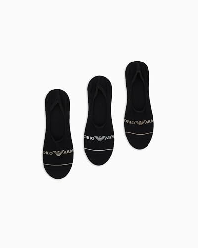 EMPORIO ARMANI Herren 3-Pack Invisibile Socken, Schwarz/Schwarz/Schwarz, S/M von EMPORIO ARMANI