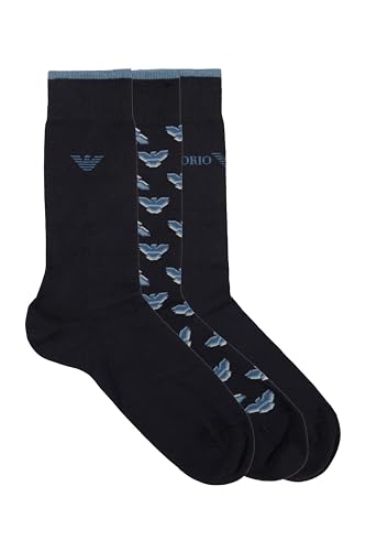 EMPORIO ARMANI Herren 3-Pack Short Socken, Armani Blue/Armani B, Einheitsgröße von EMPORIO ARMANI