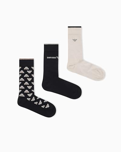 EMPORIO ARMANI Herren 3-pack Short Socken, Plaza/Black Allover/, Einheitsgröße EU von EMPORIO ARMANI