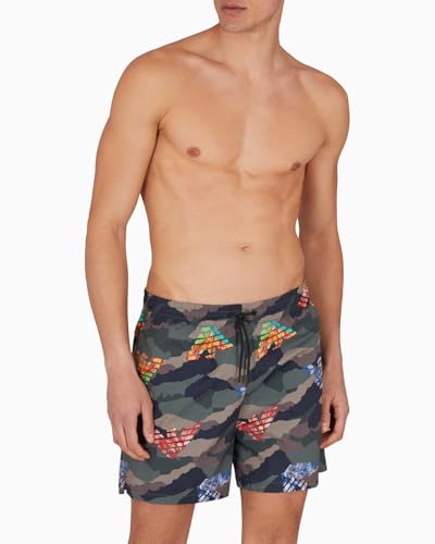 EMPORIO ARMANI Herren MID Boxer Badehose, CAMU Green/Eagles, XL von EMPORIO ARMANI