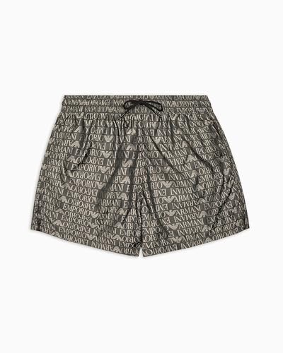 EMPORIO ARMANI Herren MID Boxer Badehose, Logo Black/Plaza, L von EMPORIO ARMANI