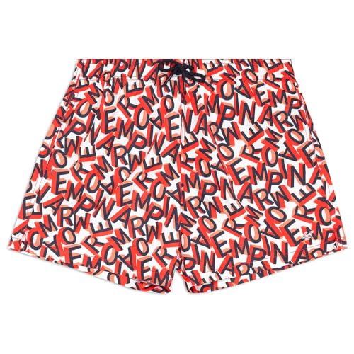 EMPORIO ARMANI Herren Mid Boxer Badehose, Small Ea Whit/Orange, L von EMPORIO ARMANI