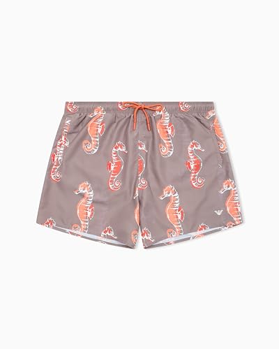EMPORIO ARMANI Herren Mid Boxer Badehose, Walnut Pr. Seepferdchen, L/XL von EMPORIO ARMANI