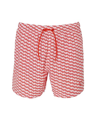 EMPORIO ARMANI Herren Mid Boxer Badehose, Weiß/Rot, S von EMPORIO ARMANI