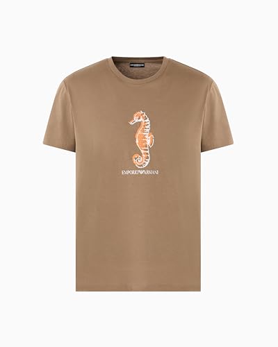 EMPORIO ARMANI Herren Round-Neck T-Shirt, Walnut Pr. Seepferdchen, M von EMPORIO ARMANI
