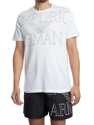 EMPORIO ARMANI Herren Round-Neck T-Shirt, weiß, S von EMPORIO ARMANI