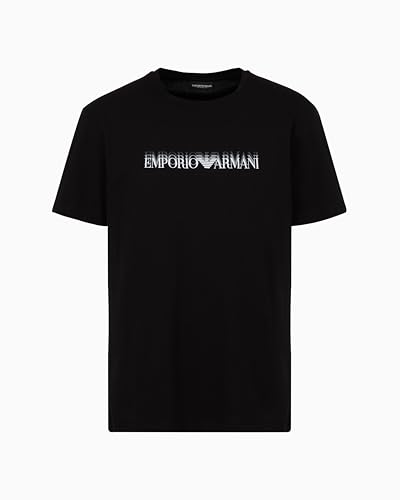 EMPORIO ARMANI Man Printed Out of Water Rundhals T-Shirt Schwarz XL, Schwarz Pr. Makrologo, XL von EMPORIO ARMANI