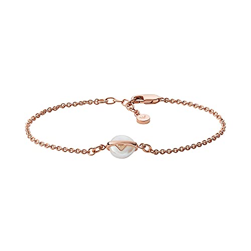 Emporio Armani Armband Für Frauen, Innenlänge: 16Cm+ 2Cm Verstellbare Kette Größe Perle: 9-10mm Rose Gold Sterling Silber Armband, EG3533221 von EMPORIO ARMANI