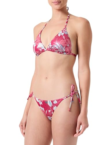 Emporio Armani Damen Triangle And String Brazilian Floral Print Bikini Set, Hibiscu Print/Cherry, XL EU von EMPORIO ARMANI