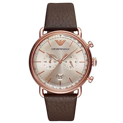 Emporio Armani Herren Analog Quarz Uhr mit Leder Armband AR11106 von EMPORIO ARMANI