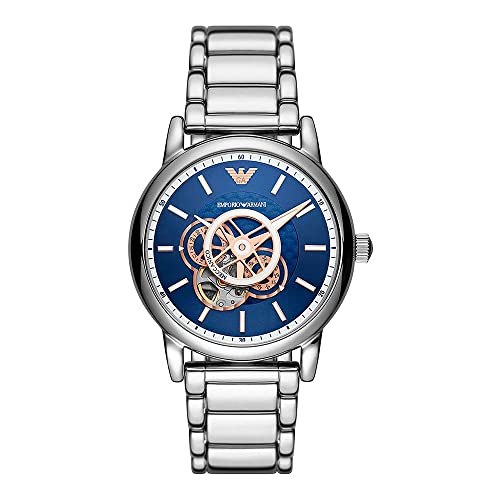 Emporio Armani Herrenuhr , Automatikuhrwerk, 43mm Silbernes Edelstahlgehäuse mit Edelstahlarmband, AR60036 von EMPORIO ARMANI