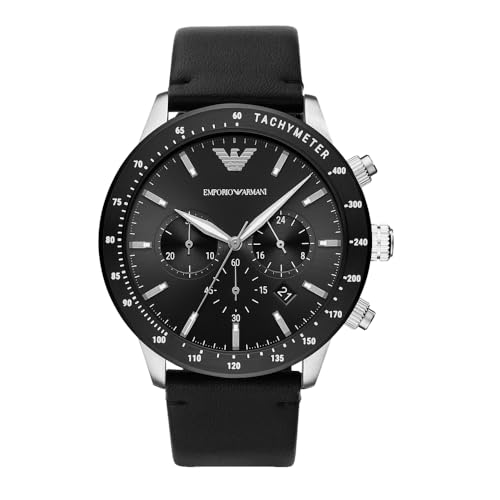 Emporio Armani Uhr für Herren , QuarzChronographenwerk, 43mm MultiEdelstahlgehäuse mit Lederarmband, AR11243 von EMPORIO ARMANI