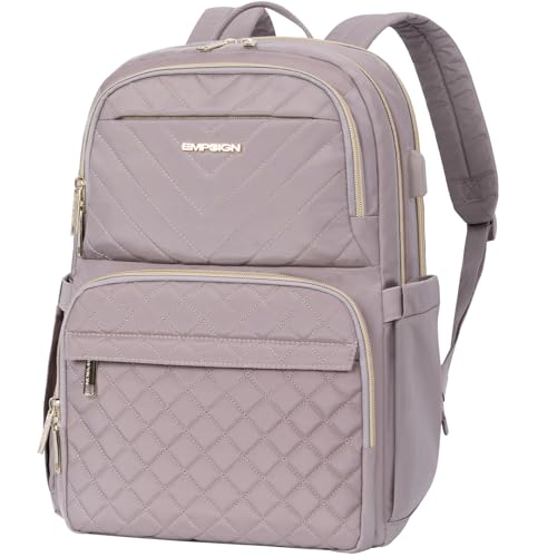 EMPSIGN Damen Rucksack, 15,6 Zoll Laptop Schultasche mit USB-Anschluss, Reiserucksack Wasserdichter Rucksack Damen Elegant Arbeitstasche Rucksack für Uni Reise Arbeit, Pink， von EMPSIGN