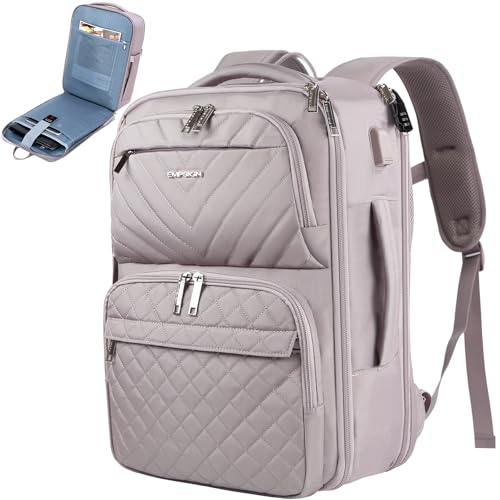 EMPSIGN Reiserucksack für Damen, von Fluggesellschaften zugelassene Reisetasche für, 17 Zoll TSA-freundlicher Laptop-Rucksack mit USB-Anschluss, lässiger Tagesrucksack, Business-Rucksack, Rosa von EMPSIGN