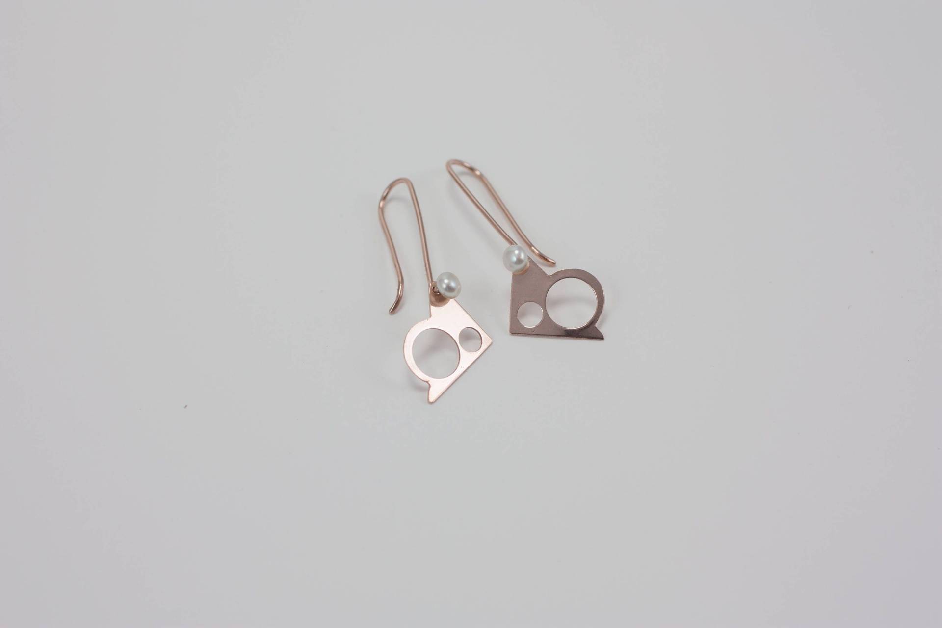 Abstrakt - Perle Zwei in Einem, 14K Roségold Und Perlenohrringe, Geschenk Für Sie, Frau von EMPjewelry