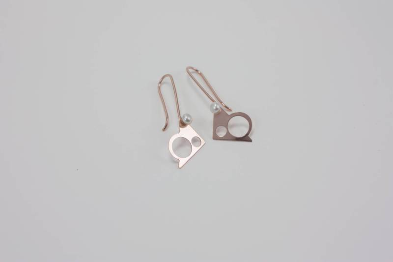 Abstrakt - Perle Zwei in Einem, 14K Roségold Und Perlenohrringe, Geschenk Für Sie, Frau von EMPjewelry