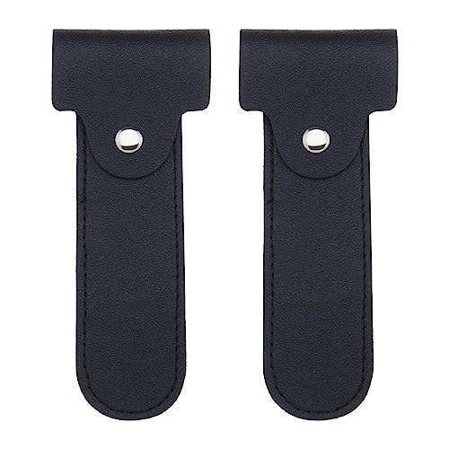 EMSea 2PCS PU Leder Rasierer Fall Tragbare Rasur Tasche Halter Double Edge Rasiermesser Schutzhülle für Reisen Geschäftsreise 14x5,5cm Schwarz von EMSea