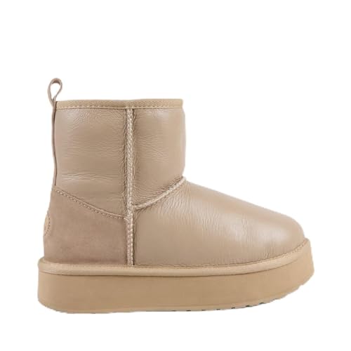 EMU Australia Women's Stinger Mini Flatform Leather Sheepskin Boot, Sand, Size 37 von EMU