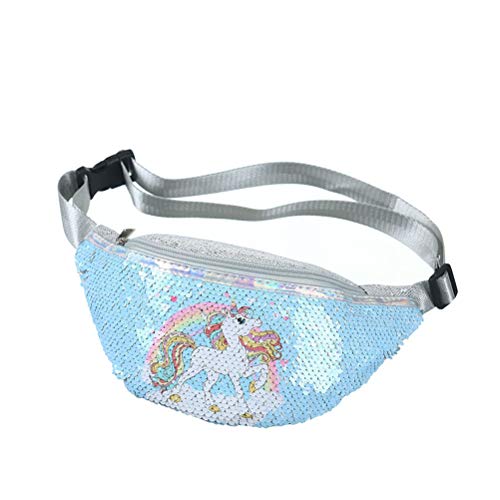 EMUKOEP Pailletten-Hüfttasche, Gürteltasche für Kinder, Glitzernde Cartoon-Brusttasche, Outdoor-Reisetasche, Hüfttasche (Blau) von EMUKOEP