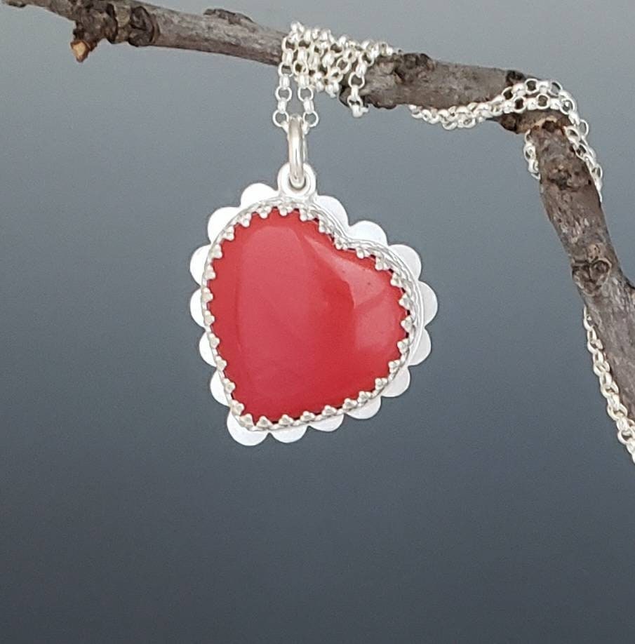 Rote Herz Halskette Für Frauen, Rosarita Schmuck 925 Silber, Geburtstag Geschenk Sie, Handgemachte Handwerk von EMWmetalworks