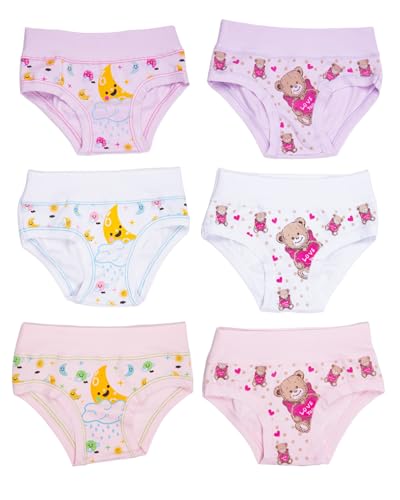 EMY Slip für Mädchen, 6er-Pack, Unterwäsche für Mädchen, 2-3-4-5-6-7-8-9-10-11-12 Jahre, elastische Baumwolle, weich, elastisch, Farben Italien Kinder (3 Jahre, Herz) von EMY