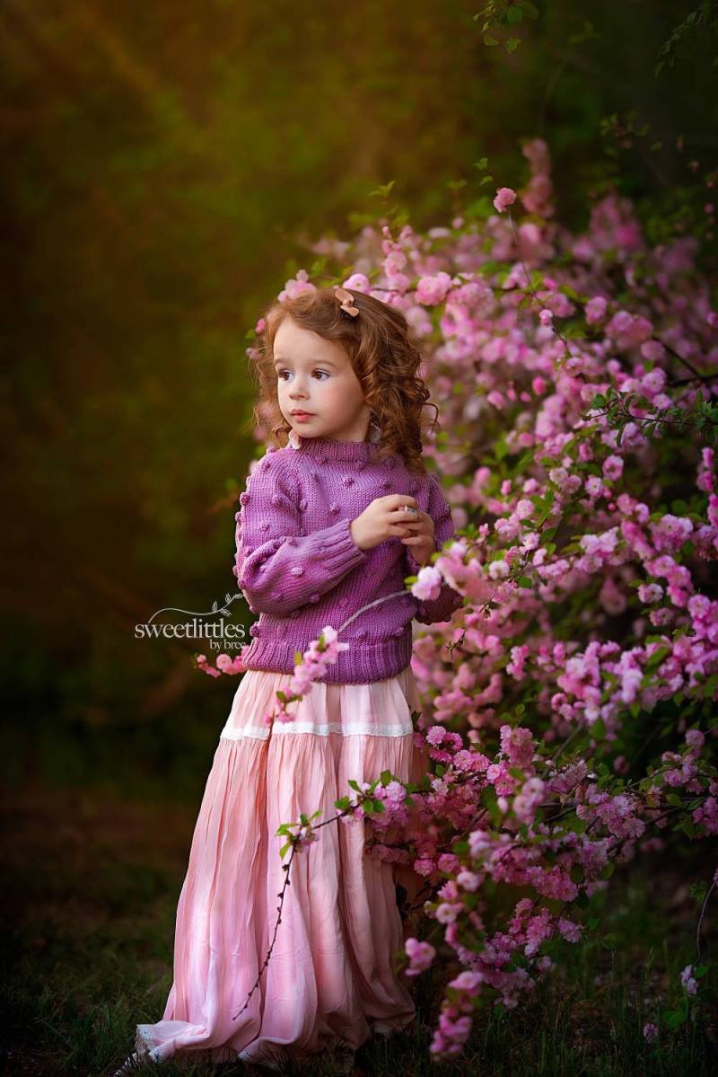 Handgestrickter Mädchenpullover, Pullover Aus Merinowolle, Unisex Für Kinder, Popcorn Frühlingspulli von EMiCraftsLT