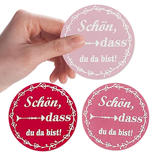 240 Stück Schön Dass Du Da Bist Aufkleber Hochzeit Rund Sticker Ø 4cm Rund Sticker für Taufe Kommunion Selbstklebend Etikett, Für Hochzeit, Geburtstag, Geschenkanhänger Karten Danke (Rot) von ENAIAH