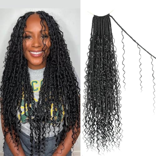 Enbeautiful Boho Faux Locs Crochet Hair 9 Packs 24 Inch Pre-Looped Goddess Soft Locs with Curly Ends Bohemian River Loc Crochet Hair Extensions for Women, 1B# Enbeautiful Boho Faux Locs Crochet Hair 9 Packs 24 Inch Pre-Looped Goddess Soft Locs with Curly Ends Bohemian River Loc Crochet Hair Extensions for Women, 1B# von ENBEAUTIFUL