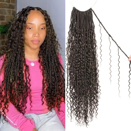 Enbeautiful Boho Faux Locs Crochet Hair 9 Packs 24 Inch Pre-Looped Goddess Soft Locs with Curly Ends Bohemian River Loc Crochet Hair Extensions for Women, 4# von ENBEAUTIFUL