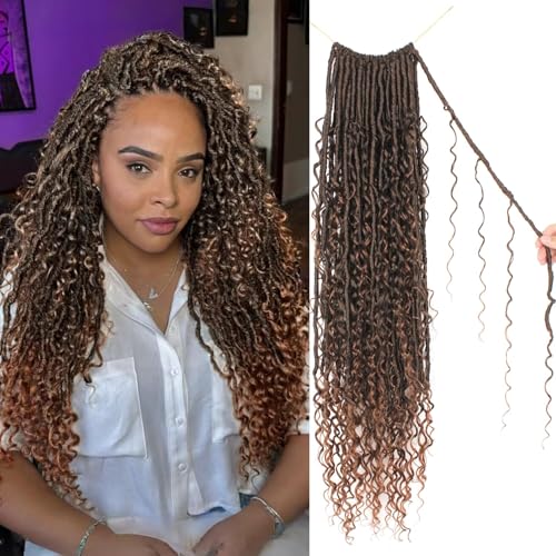 Enbeautiful Boho Faux Locs Crochet Hair 9 Packs 24 Inch Pre-Looped Goddess Soft Locs with Curly Ends Bohemian River Loc Crochet Hair Extensions for Women, T30# Enbeautiful Boho Faux Locs Crochet Hair 9 Packs 24 Inch Pre-Looped Goddess Soft Locs with Curly Ends Bohemian River Loc Crochet Hair Extensions for Women, T30# von ENBEAUTIFUL