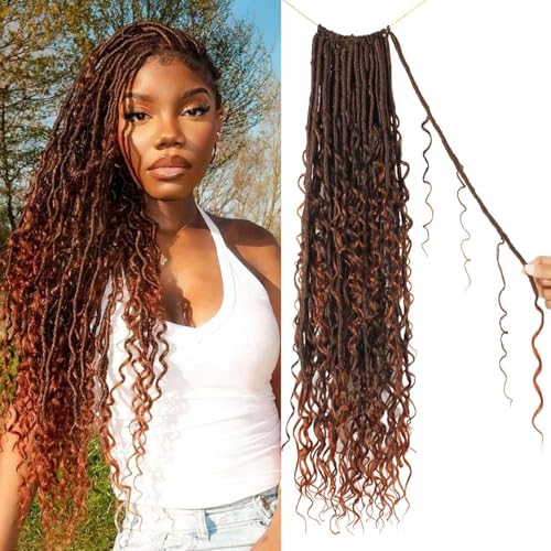 Enbeautiful Boho Faux Locs Crochet Hair 9 Packs 24 Inch Pre-Looped Goddess Soft Locs with Curly Ends Bohemian River Loc Crochet Hair Extensions for Women, T350# Enbeautiful Boho Faux Locs Crochet Hair 9 Packs 24 Inch Pre-Looped Goddess Soft Locs with Curly Ends Bohemian River Loc Crochet Hair Extensions for Women, T350# von ENBEAUTIFUL