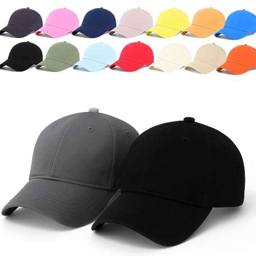 ENCIGER® Unisex Baseball Cap Herren Damen - Verstellbare Baumwollkappe - Klassische Sportkappe, 2er Pack Grau_Schwarz von ENCIGER