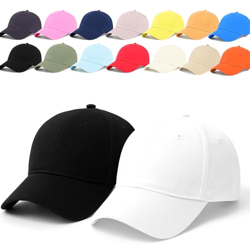 ENCIGER® Unisex Baseball Cap Herren Damen - Verstellbare Baumwollkappe - Klassische Sportkappe, 2er Pack Weiß_Schwarz von ENCIGER