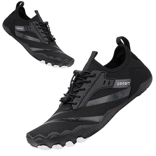 ENCOMAG Badeschuhe Barfußschuhe Damen Herren Wasserschuhe Leicht Schnell Trocknend Traillaufschuhe Atmungsaktiv rutschfest Fitnessschuhe Aquaschuhe Gr.36-47 von ENCOMAG