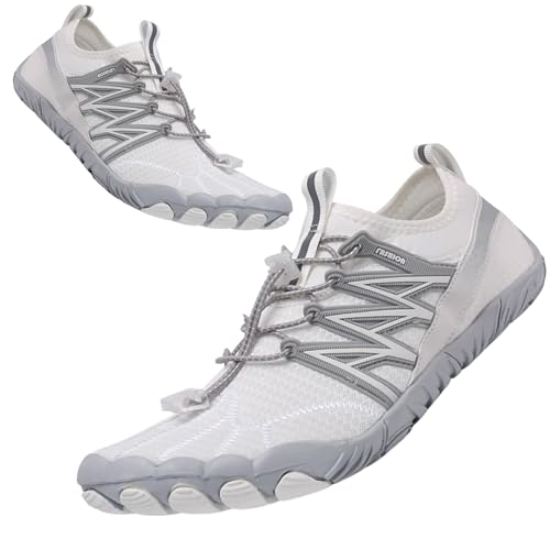 ENCOMAG Badeschuhe Barfußschuhe Damen Herren Wasserschuhe Leicht Schnell Trocknend Traillaufschuhe Atmungsaktiv rutschfest Fitnessschuhe Aquaschuhe Gr.36-47 von ENCOMAG