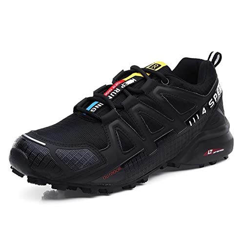 ENCOMAG Herren Wanderschuhe, Ultra Leicht Atmungsaktiv Trekking- & Wanderschuhe rutschfeste Sneaker, Outdoor Stabil und Gedämpft Trekkingschuhe, FSL13, 40 EU, A10 Schwarz von ENCOMAG