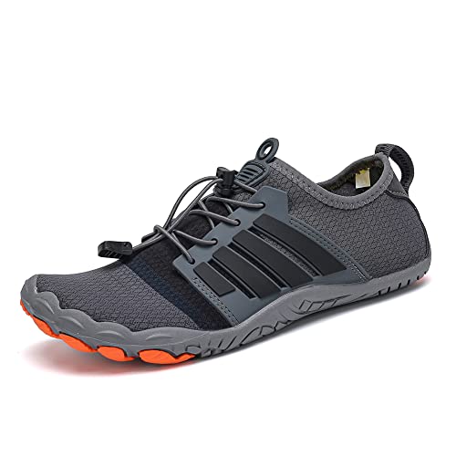 ENCOMAG Unisex Barfußschuhe Damen Herren Atmungsaktiv Leicht Wasserschuhe,Weich rutschfest Fitnessschuhe mit Breiter Zehenbox & Schnellverschluss Verschluss von ENCOMAG