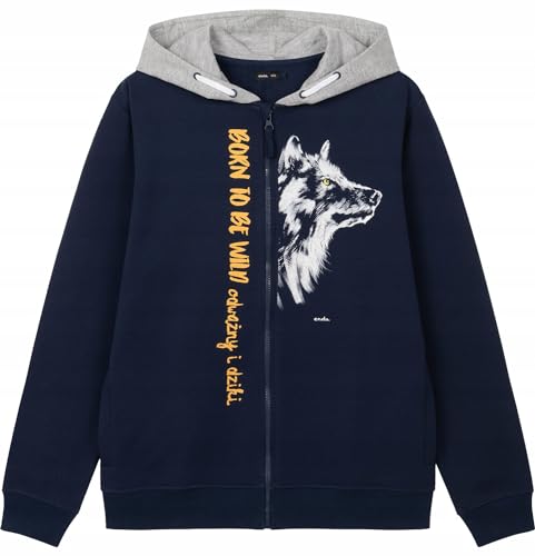 Endo Kinder Kapuzenpullover Junge Sweat Wolf, quiet shade-clematis blue, 146 von ENDO