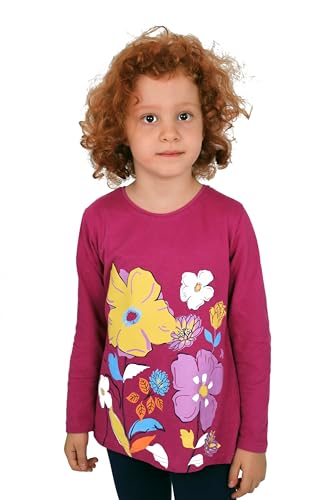 Endo Langarmshirt Mädchen Kinder mit Blumen dunkel rosa, Rosa, 164 von ENDO