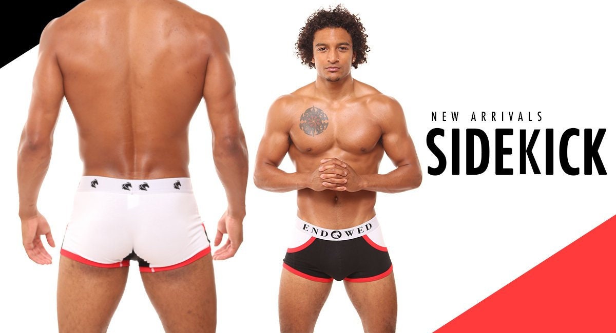 Bundle 3 Pack Sidekick-stämme Mit Taschen Beschäftigen Variationen, Alle Weiß Rot Trim, Weißen Vorne Hinten, Schwarz Schwarz-Weiß Zurück, Slips Bundle 3 Pack Sidekick-stämme Mit Taschen Beschäftigen Variationen, Alle Weiß Rot Trim, Weißen Vorne Hinten, Schwarz Schwarz-Weiß Zurück, Slips von ENDOWEDUnderwear