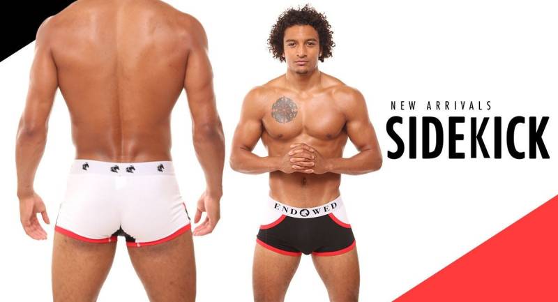 Bundle 3 Pack Sidekick-stämme Mit Taschen Beschäftigen Variationen, Alle Weiß Rot Trim, Weißen Vorne Hinten, Schwarz Schwarz-Weiß Zurück, Slips Bundle 3 Pack Sidekick-stämme Mit Taschen Beschäftigen Variationen, Alle Weiß Rot Trim, Weißen Vorne Hinten, Schwarz Schwarz-Weiß Zurück, Slips von ENDOWEDUnderwear