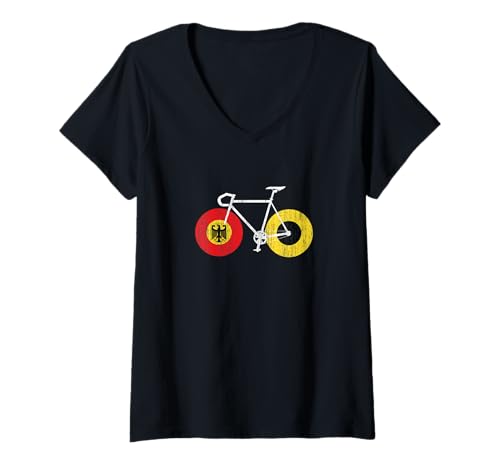 Damen RIDE GERMANY Cycling - German Road Bike Inspired T-Shirt mit V-Ausschnitt von ENDU Designs - Cycling Inspired Apparel