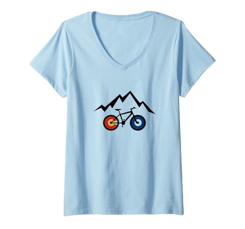Damen Ride Colorado Mountainbike-inspiriertes Design T-Shirt mit V-Ausschnitt Damen Ride Colorado Mountainbike-inspiriertes Design T-Shirt mit V-Ausschnitt von ENDU Designs - Cycling Inspired Apparel