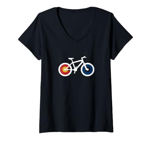 Damen Ride Colorado Mountainbike-inspiriertes Design T-Shirt mit V-Ausschnitt Damen Ride Colorado Mountainbike-inspiriertes Design T-Shirt mit V-Ausschnitt von ENDU Designs - Cycling Inspired Apparel